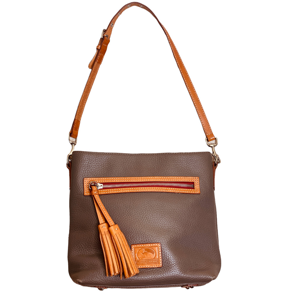 DOONEY & BOURKE Pebbled Grain Leather Shoulder/Crossbody Bag - Elephant - EUC